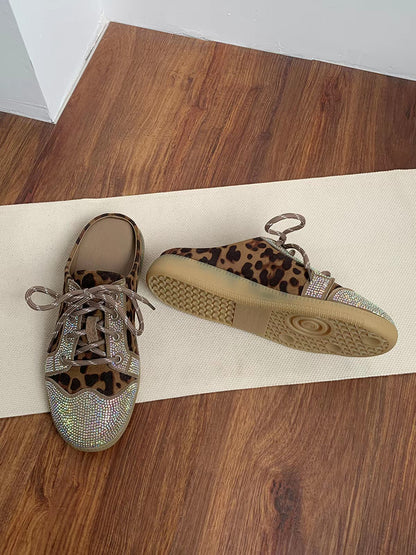 Leopard Rhinestone Slip-On Sneakers for Women