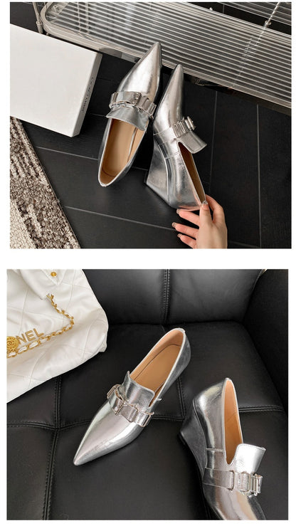 Inside And Outside Leather 65 European And American Belt Buckle Pumps High Heel SAM77