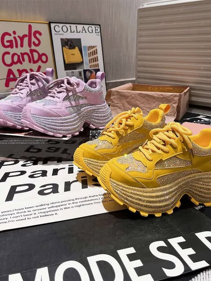 Women’s Chunky Platform Sneakers with Crystal Sole – Trendy Casual Shoes SAM1009