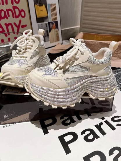 Women’s Chunky Platform Sneakers with Crystal Sole – Trendy Casual Shoes SAM1009