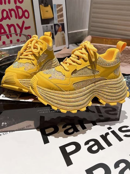 Women’s Chunky Platform Sneakers with Crystal Sole – Trendy Casual Shoes SAM1009