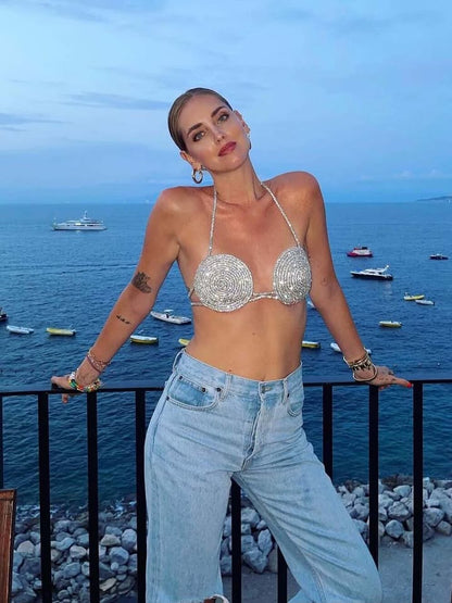 The Aurora Crystal Spiral Halter Bralette sam1200