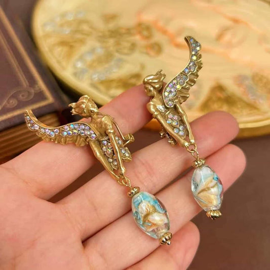 Antique Angel Wings Earrings – Vintage Heirloom Statement Jewelry SAMjewel
