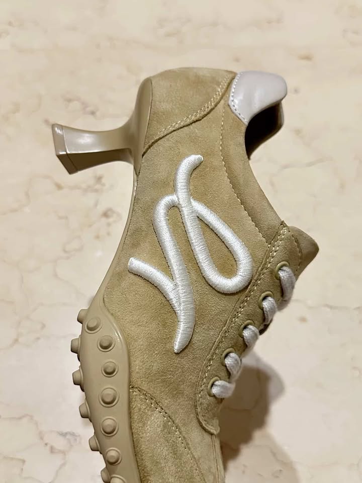 Luxury Suede Lace-Up Heeled Sneakers for Women | Comfort Statement Shoes sam1206