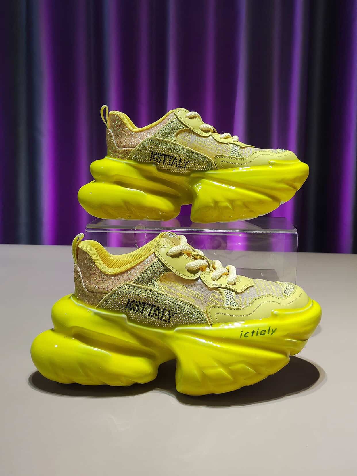 Breathable Women rhinestones Height Increasing Chunky Sneakers – Platform Shoes with Thick Sole (Pink