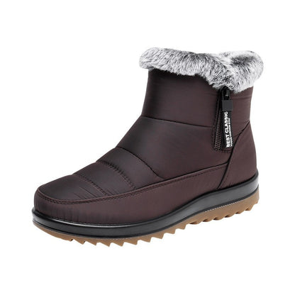 Winter Snow Boot With Side Zipper Fashion Warm Plush Ankle Boots Women's Fleece Short Shoes SAM97