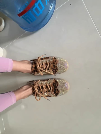 Leopard Rhinestone Slip-On Sneakers for Women