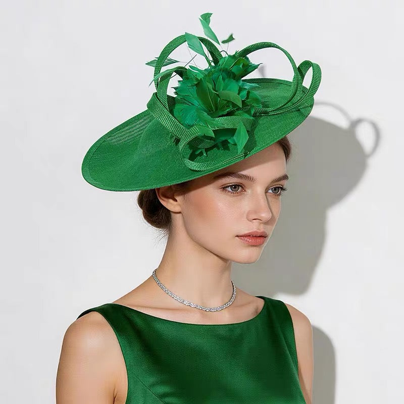 Emerald green feather fascinator hat