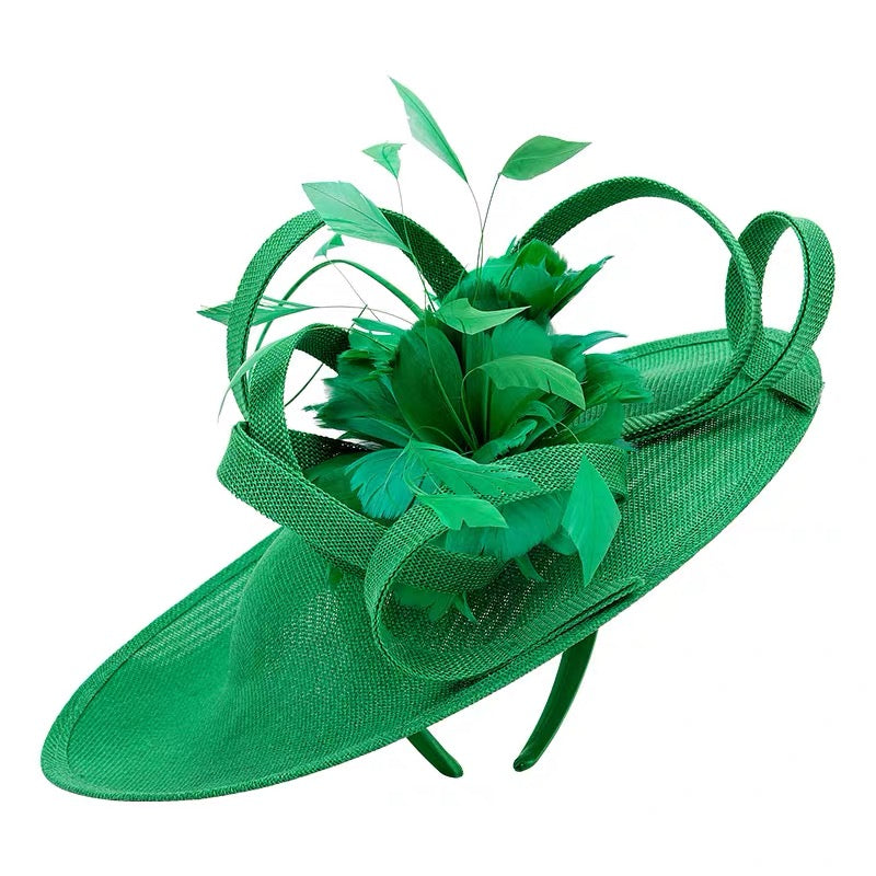 Emerald green feather fascinator hat product photo