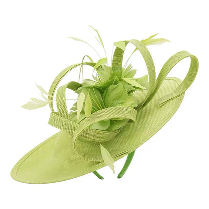 Lime green feather fascinator hat product photo