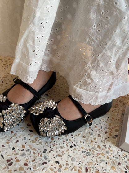 Sparkling Crystal Embellished Mary Jane Flats SAM130