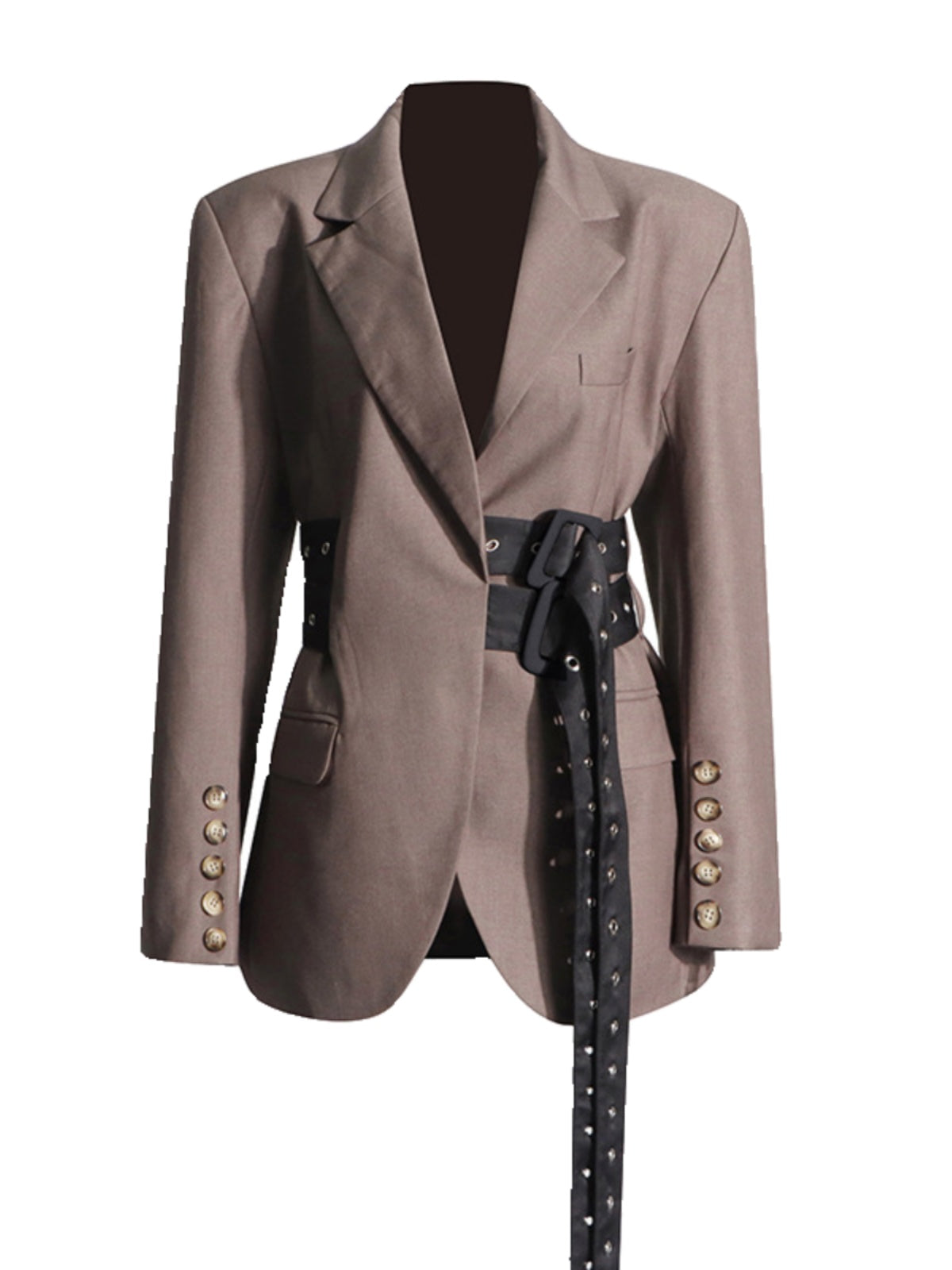 Grey Oversized Blazer Suit with Statement Belted waist coat SAM320