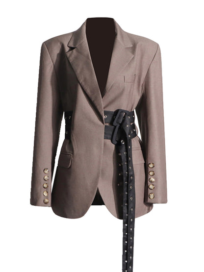 Grey Oversized Blazer Suit with Statement Belted waist coat SAM320