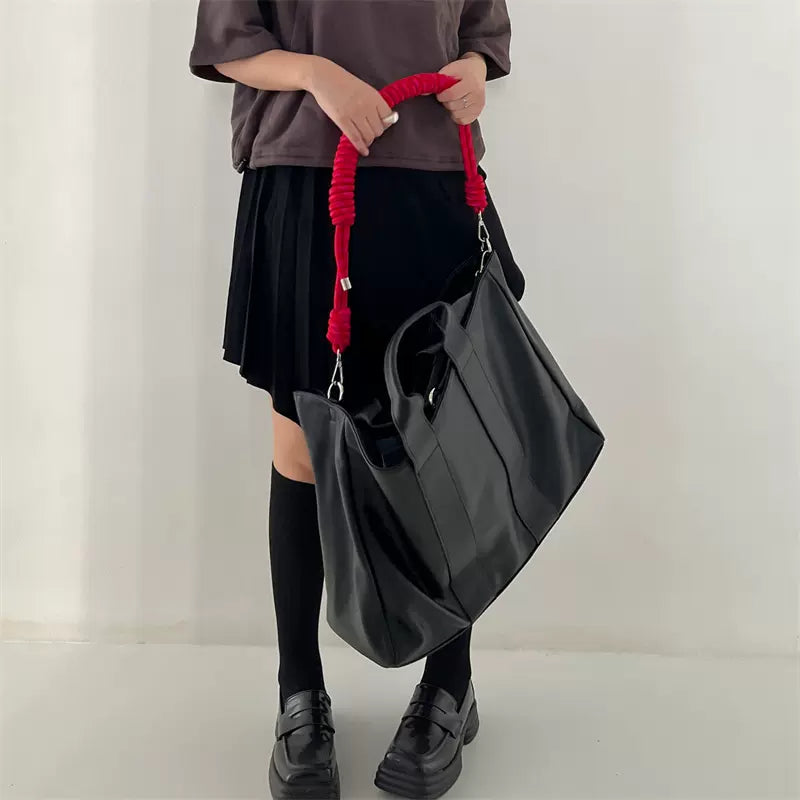 Thick braided rope shoulder strap tote bag new women's bag commuter handbag large capacity second-hand soft big bag tote bag