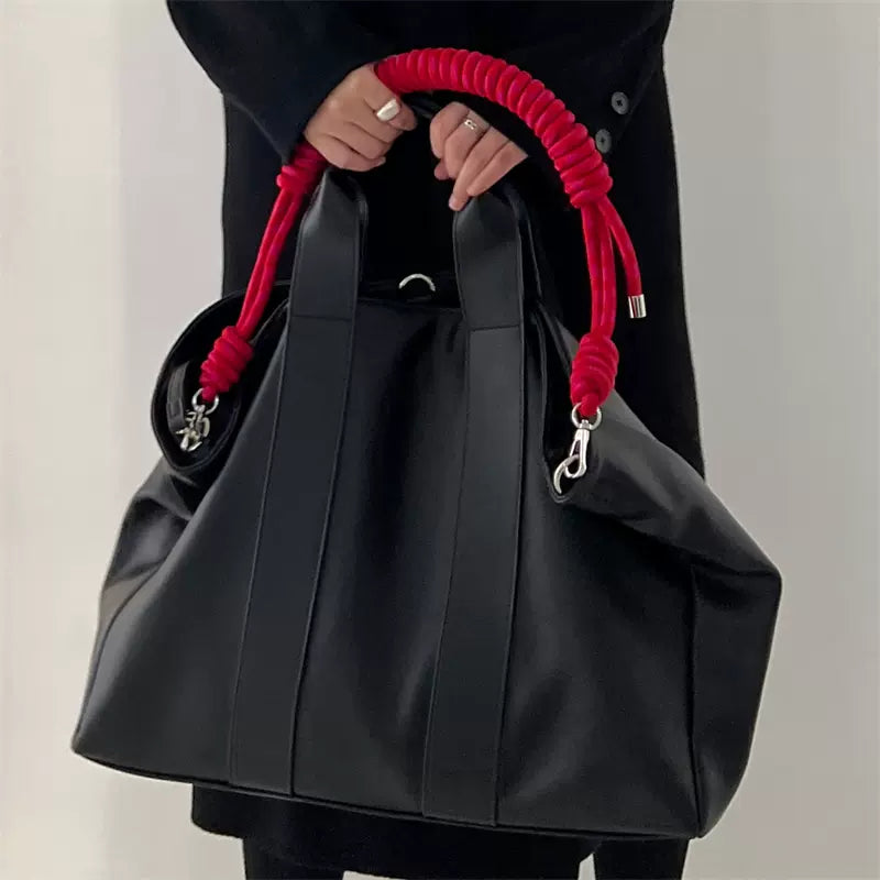 Thick braided rope shoulder strap tote bag new women's bag commuter handbag large capacity second-hand soft big bag tote bag