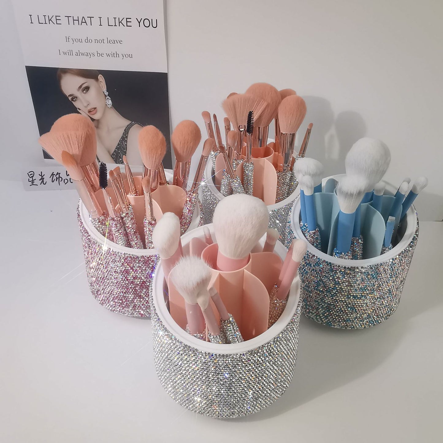 SFH Diamond-studded high-end fashion influencer 12-piece makeup brush set blush cindrella brush full set of beginner beauty tools rhinestone makeup brushes luxury brushes crystal brush cinderella SAM5