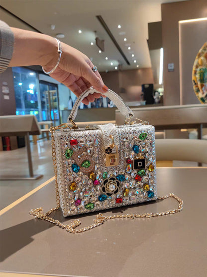 Luxury Crystal Embellished Box Bag
