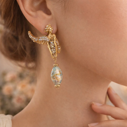 Antique Angel Wings Earrings – Vintage Heirloom Statement Jewelry SAMjewel