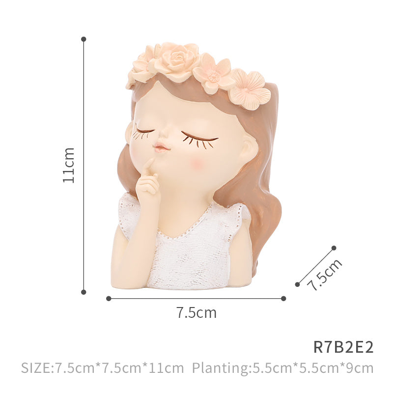 Cartoon Girl Desktop Succulents Potted Flower Pot