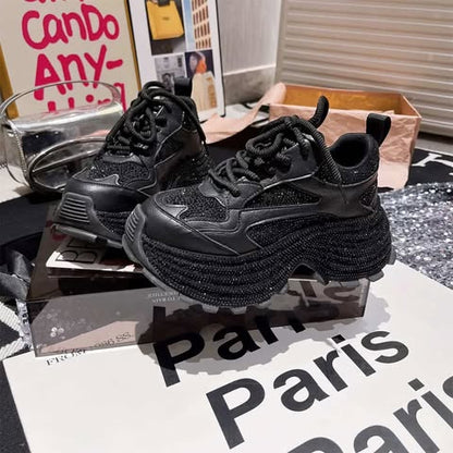 Women’s Chunky Platform Sneakers with Crystal Sole – Trendy Casual Shoes SAM1009