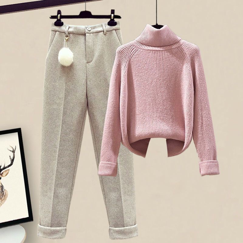 Women's Casual Sweater Haren Pants And Velvet Cotton Suit Set SAM73