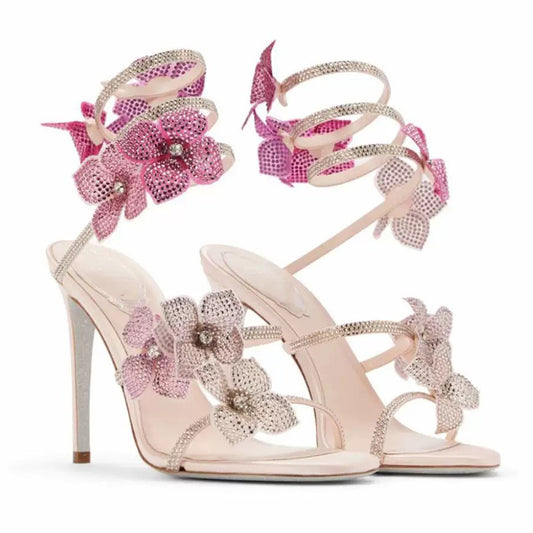 Luxury Crystal Bloom Stiletto Heels for Women