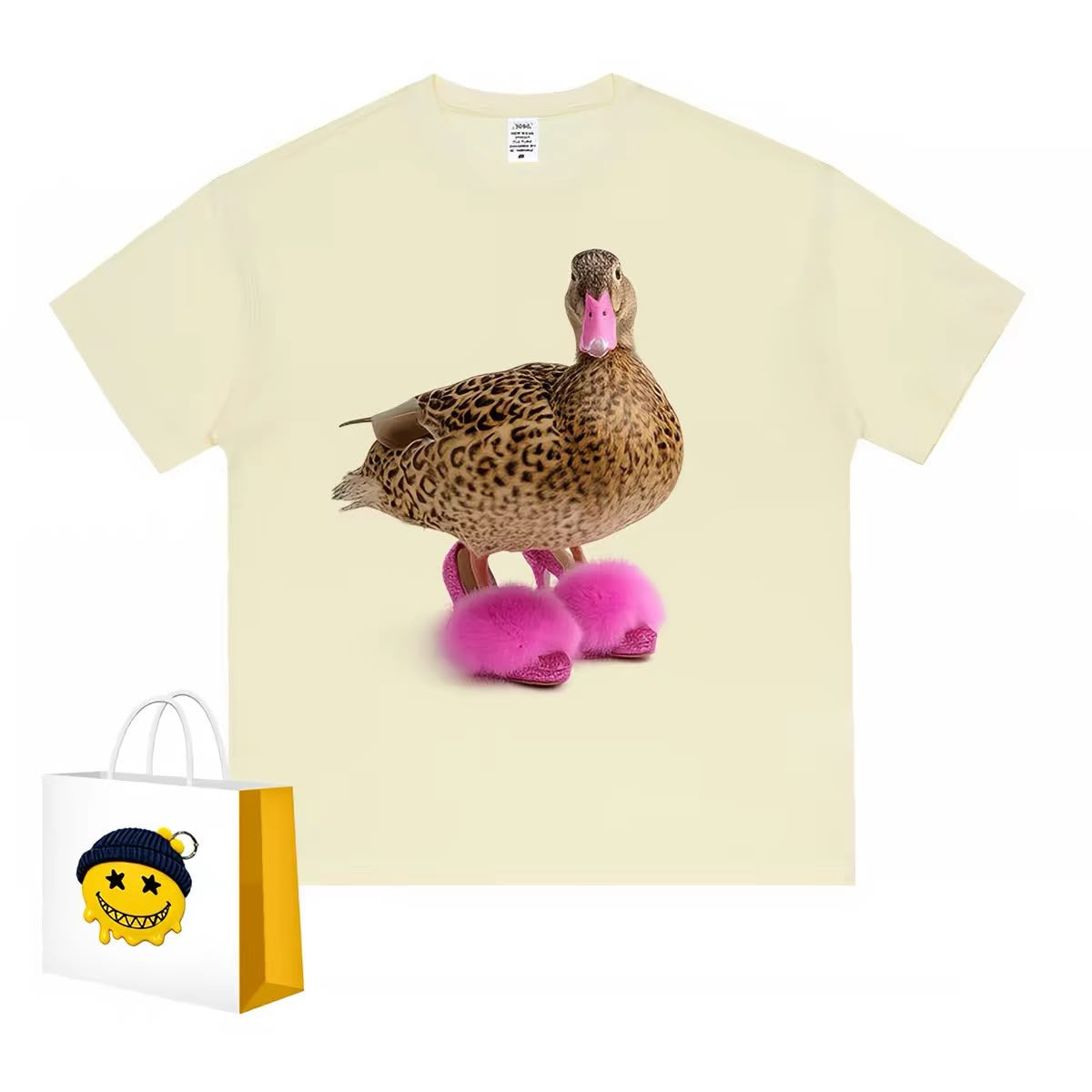 Beige duck graphic T-shirt