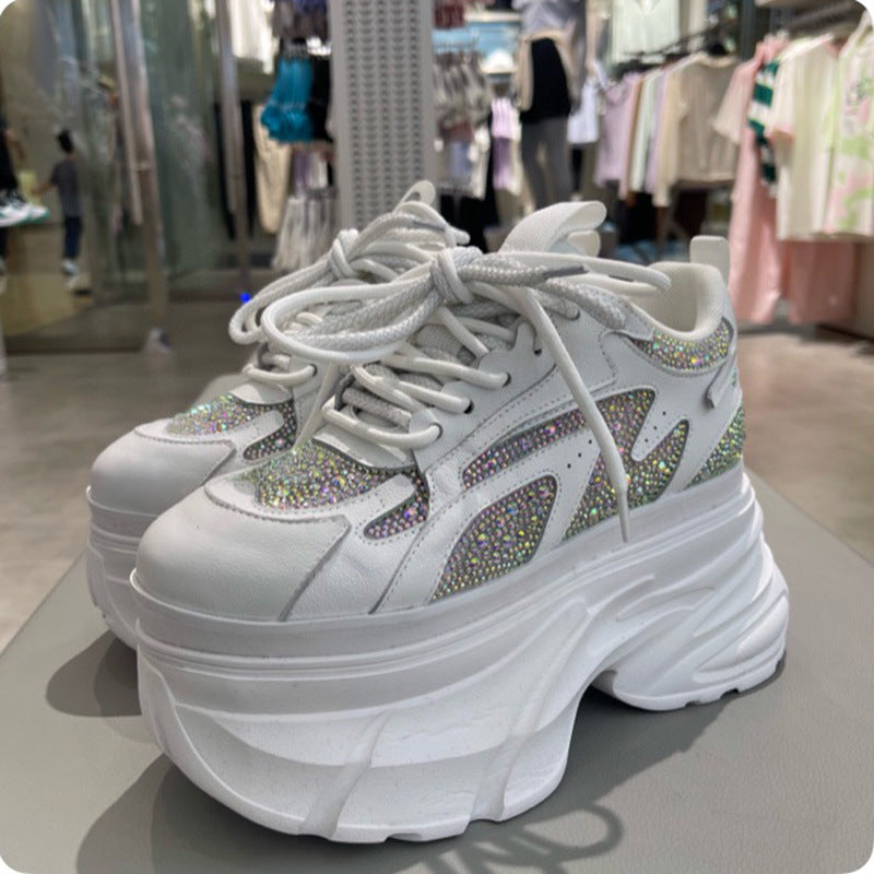 Super High Heels Women Sneakers Platforms Luxury Designer Bling Chunky Dad Sneakers SAM925