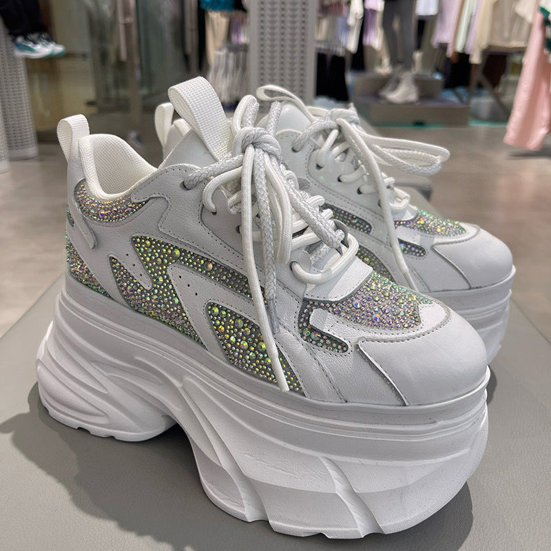 Super High Heels Women Sneakers Platforms Luxury Designer Bling Chunky Dad Sneakers SAM925