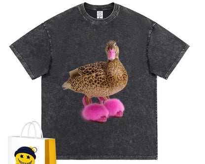Dark grey duck graphic T-shirt