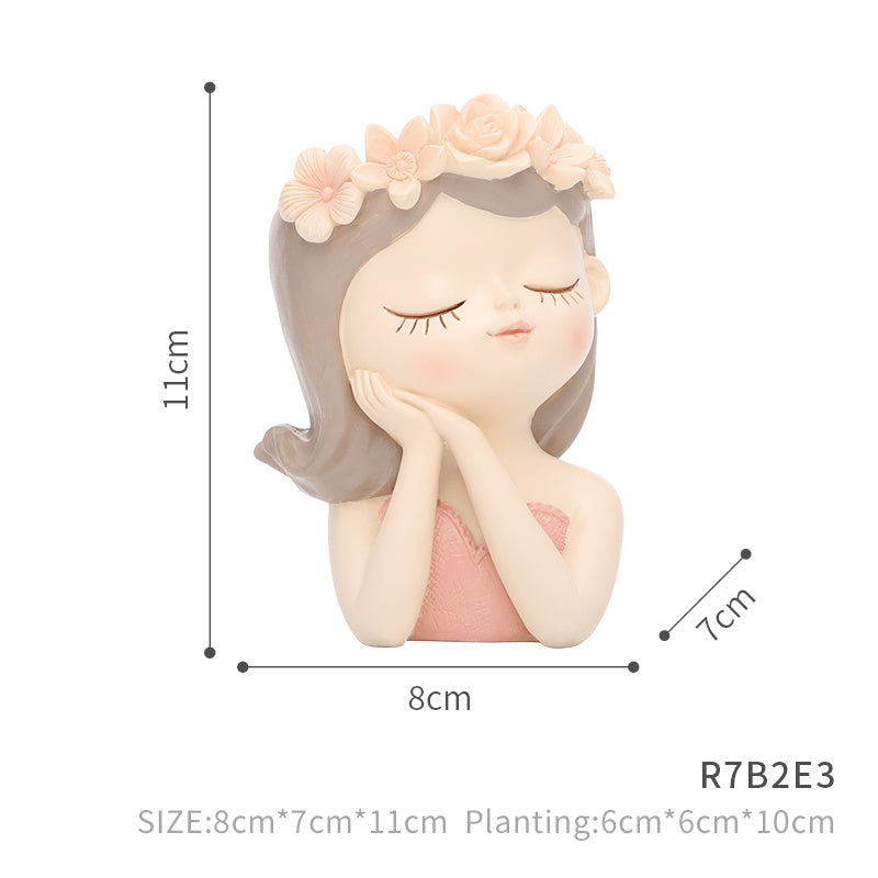 Cartoon Girl Desktop Succulents Potted Flower Pot