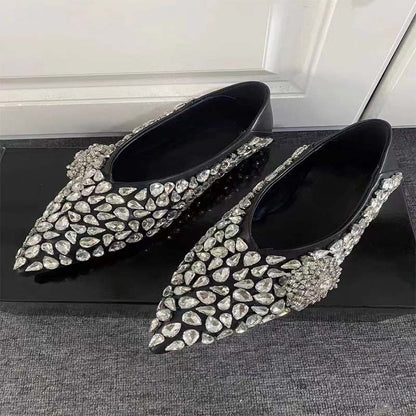 Luxurious Crystal Embellished Pointed-Toe Flats SAM790
