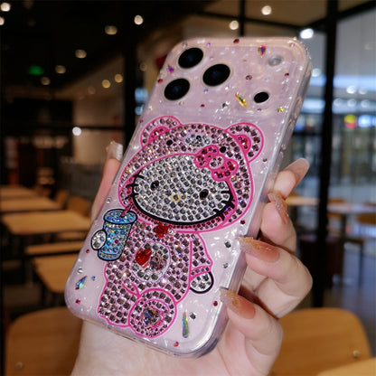 Handmade minimalism rhinestone cute Hello Kitty iPhone case