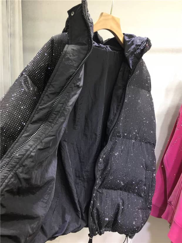 winter rhinestone bomber warm jacket coat SAM109