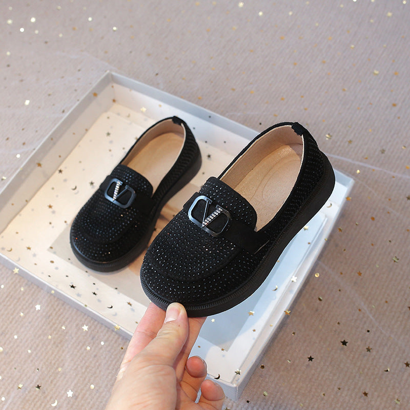 Rhinestone Slip-On Loafers for Kids SAM809