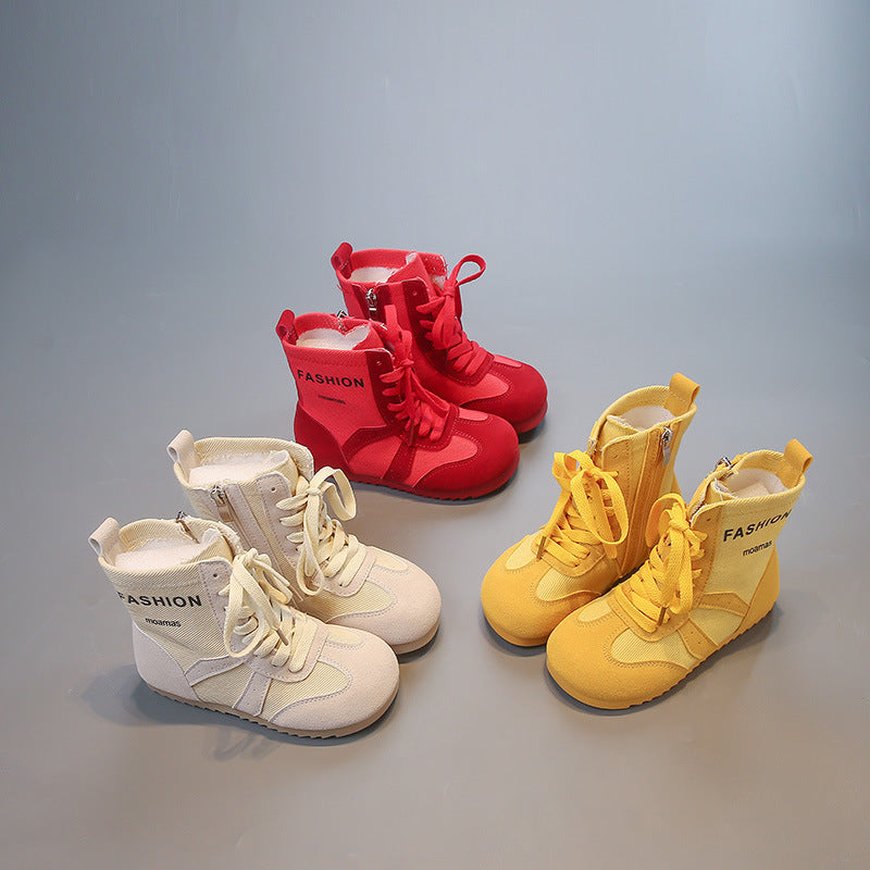 Children's fashionable mid-top Martin boots, girls' boys shoes, trendy casual shoes SAM956