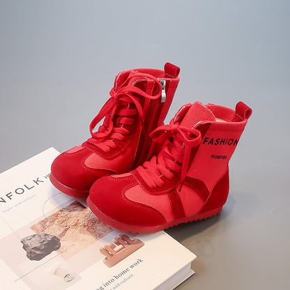 Children's fashionable mid-top Martin boots, girls' boys shoes, trendy casual shoes SAM956