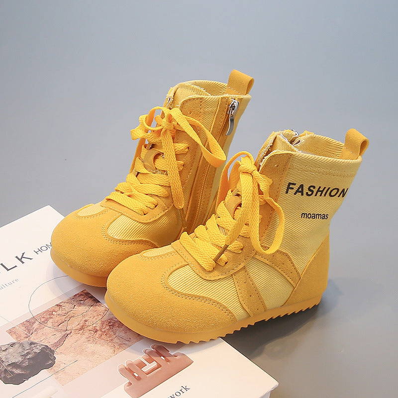 Children's fashionable mid-top Martin boots, girls' boys shoes, trendy casual shoes SAM956