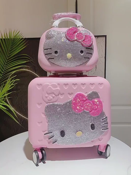KT cartoon bling suitcase with small box
