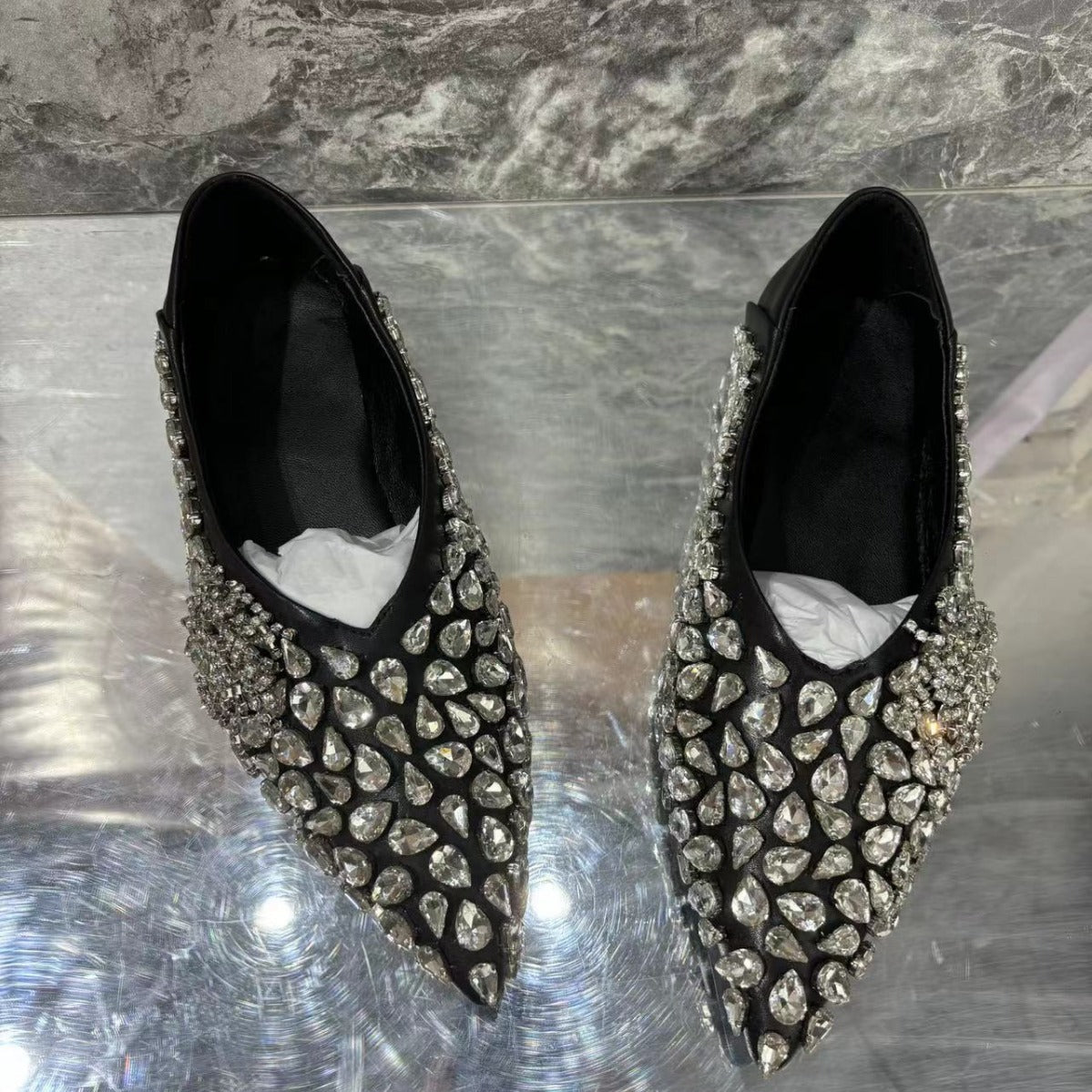 Rhinestone high quality luxury flats SAM300