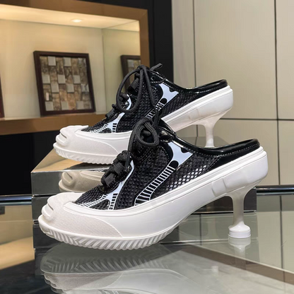 High-heeled dad shoes for women 2025 spring and summer new all-match breathable lace-up fashion sports height-enhancing mesh casual shoes SAM200