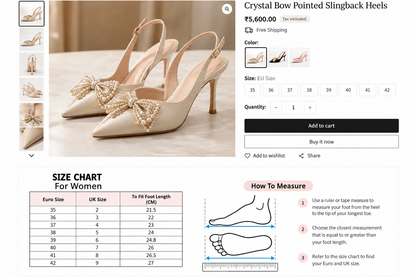 Women's shoe size chart: EU size, UK size and foot length in centimeters